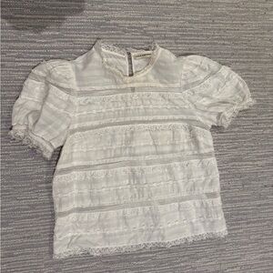 Ulla Johnson White Trim Lace Cotton Blouse size 4